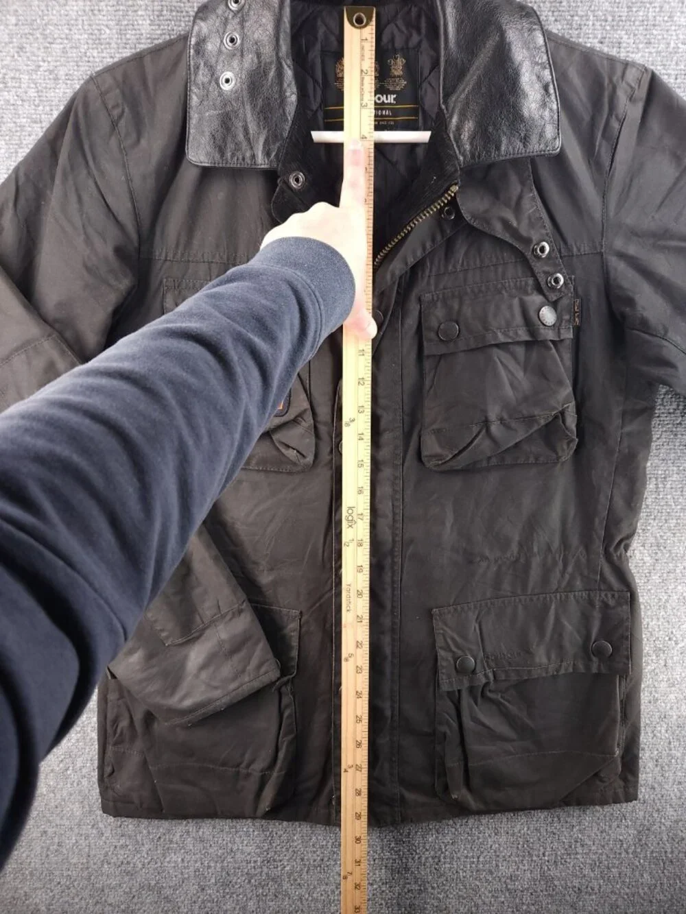 Barbour SURTEES International Medium Gray Insulated Winter Wax Jacket Men Biker